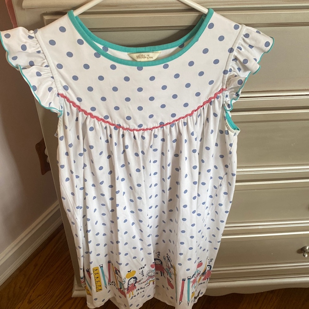Matilda Jane size 16 white polka dot school days dress